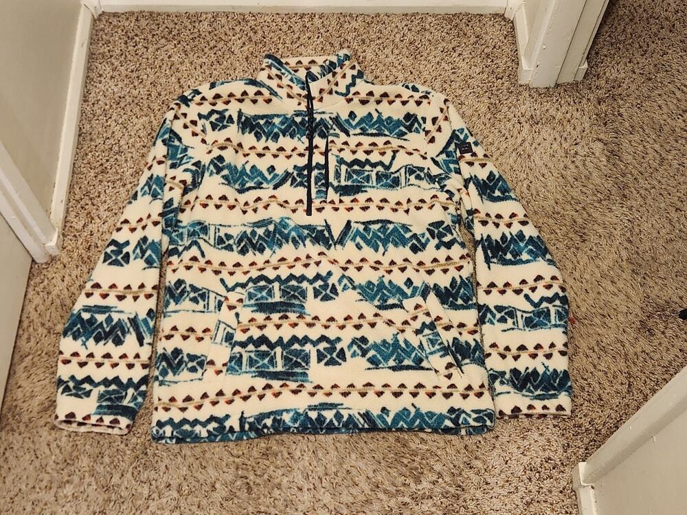 BILLABONG Recyler Boundary Mock Neck Sweater Men's Large 1/2 Zip Fleece Aztec